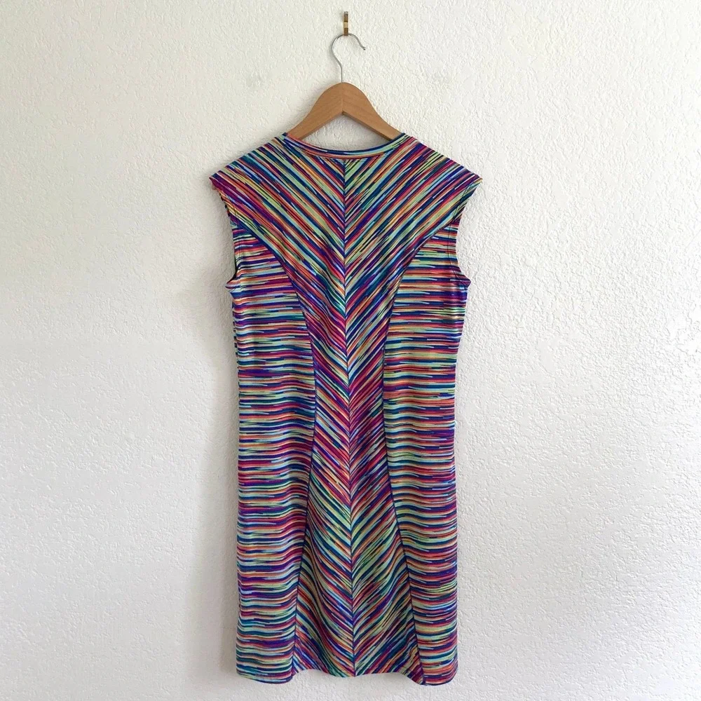 Title Nine Espionage Rainbow Athletic Dress‎ Stretch Stripe Size Medium